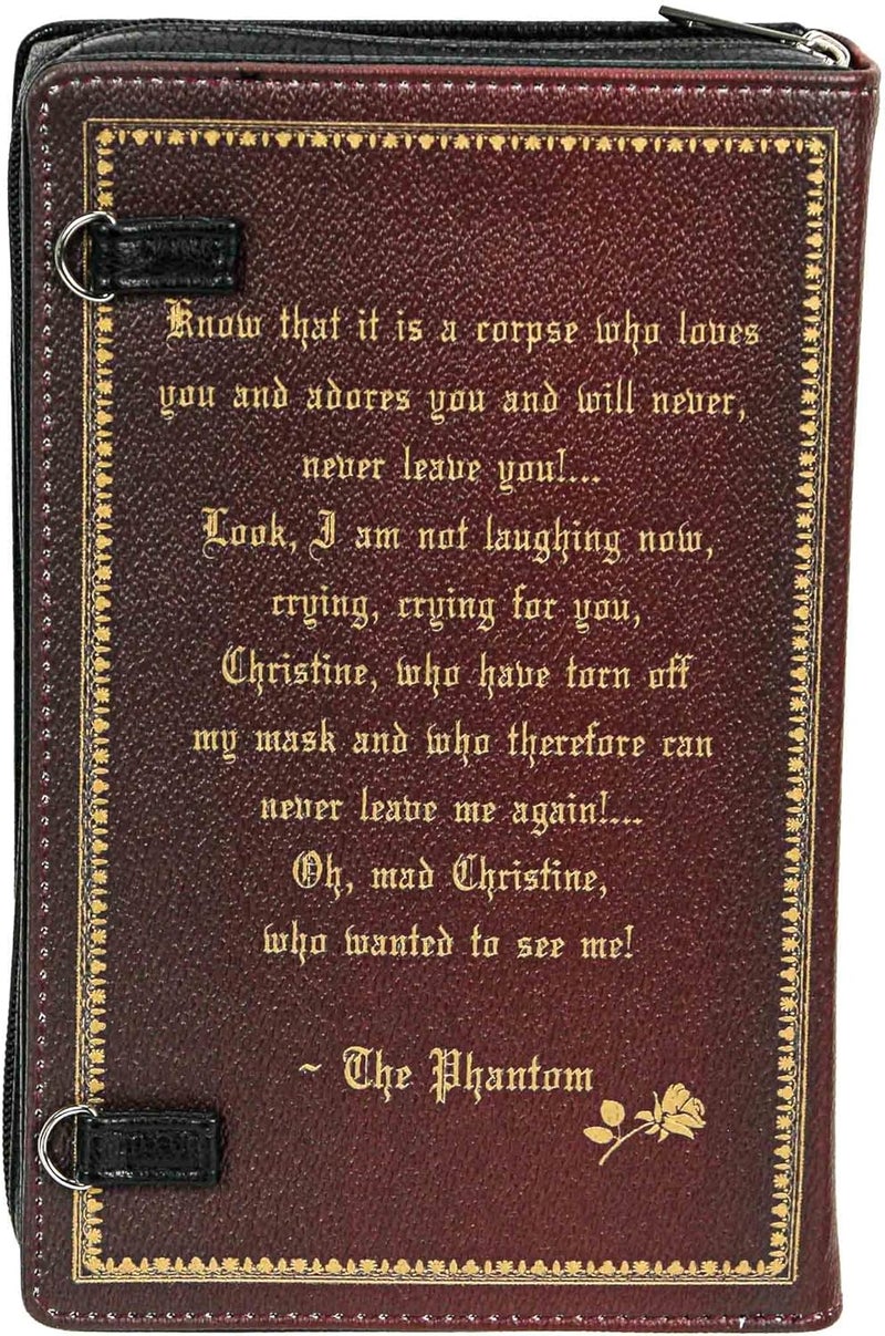 Things2Die4 Vinyl Phantom of the Opera Book Handbag Novelty Clutch Purse Crossbody Bag - Image 3